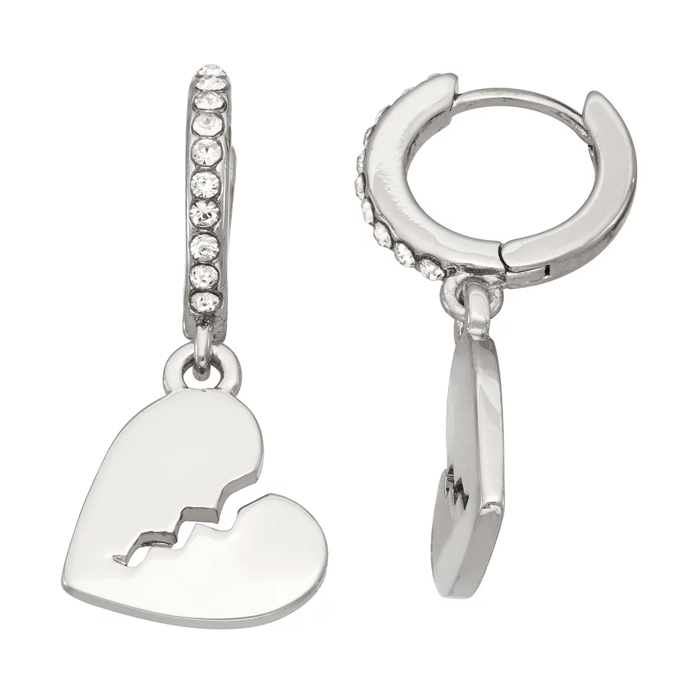 Simply Vera Vera Wang Silver-Tone Drop Heart Hoop Earrings 3 Simply Vera Vera Wang Silver-Tone Drop Heart Hoop Earrings