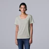 Petite Simply Vera Vera Wang Textured Short Sleeve Tee 1 Petite Simply Vera Vera Wang Textured Short Sleeve Tee -LC Lauren Conrad shop 6037538 Dovetail Heather