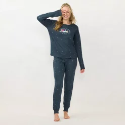 Women's LC Lauren Conrad Cozy Long Sleeve Pajama Top & Pajama Pants Set -LC Lauren Conrad shop 6066031 Navy Dachshund Trees