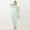 Plus Size LC Lauren Conrad Cozy Long Sleeve Pajama Top & Pajama Pants Set -LC Lauren Conrad shop 6066040 Light Green Geo