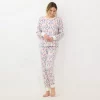 Petite LC Lauren Conrad Cozy Long Sleeve Pajama Top & Banded Bottom Pajama Pants Set -LC Lauren Conrad shop 6066043 Cream Brigitta Blooms