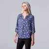 Women's Simply Vera Vera Wang Roll-Tab Sleeve Popover Blouse 2 Women's Simply Vera Vera Wang Roll-Tab Sleeve Popover Blouse -LC Lauren Conrad shop 6171470 Scattered Petals