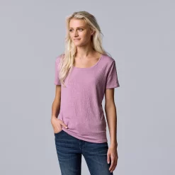Women's Simply Vera Vera Wang Print Relaxed Fit Tee -LC Lauren Conrad shop 6171592 Lavendar Pansy