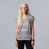 Petite Simply Vera Vera Wang V-Neck Popover Top -LC Lauren Conrad shop 6196783 Floral Lace